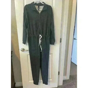 NWOT BOBI Womens Grey long sleeve Jumpsuit Drawstring Waist Size Small SOFT WARM